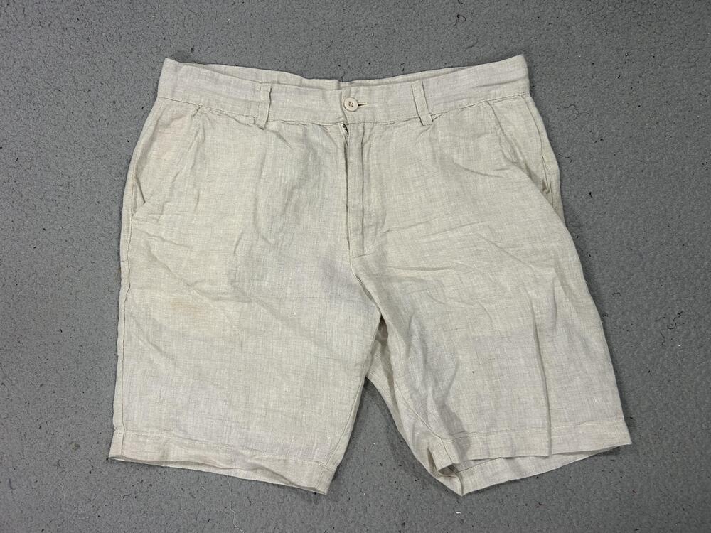 Urban Behavior Shorts Mens 34 Beige Linen Pleated Chino Lightweight Summer